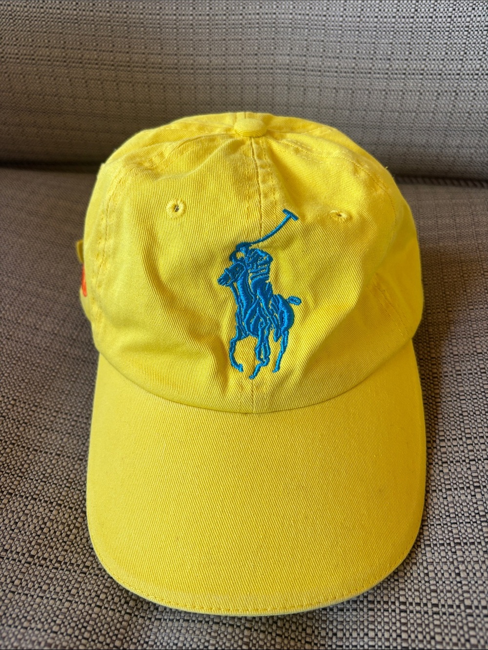 Ralph Lauren Bright Yellow Cap with Blue Polo Emblem